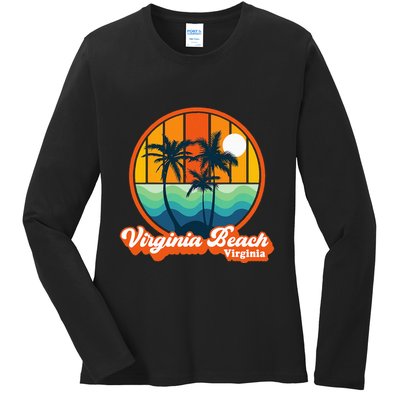 Vintage Virginia Beach Virginia Summer 90s Beach Souvenirs Ladies Long Sleeve Shirt
