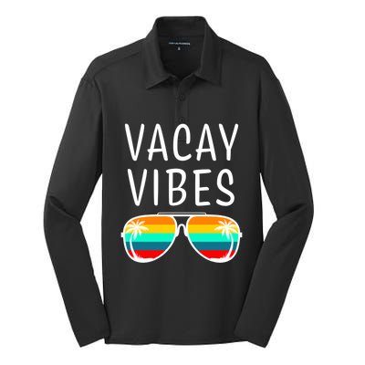 Vacay Vibes Beach Vacation Cute Gift Silk Touch Performance Long Sleeve Polo