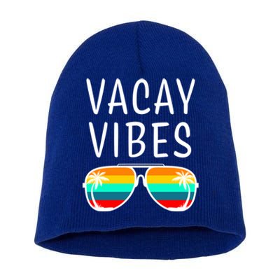 Vacay Vibes Beach Vacation Cute Gift Short Acrylic Beanie