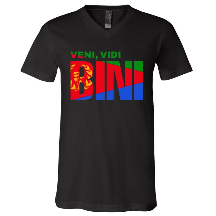 Vini Vidi Bini Eritrean Cyclist De France V-Neck T-Shirt