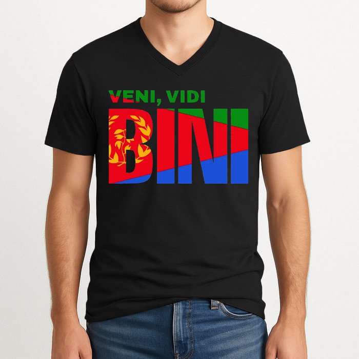 Vini Vidi Bini Eritrean Cyclist De France V-Neck T-Shirt
