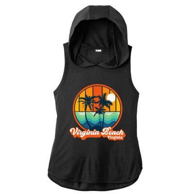 Vintage Virginia Beach Virginia Summer 90s Beach Souvenirs Ladies PosiCharge Tri-Blend Wicking Draft Hoodie Tank