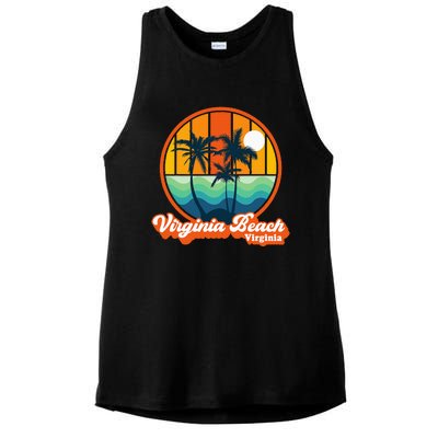 Vintage Virginia Beach Virginia Summer 90s Beach Souvenirs Ladies PosiCharge Tri-Blend Wicking Tank