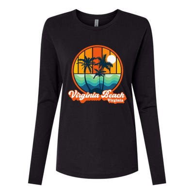 Vintage Virginia Beach Virginia Summer 90s Beach Souvenirs Womens Cotton Relaxed Long Sleeve T-Shirt