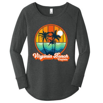 Vintage Virginia Beach Virginia Summer 90s Beach Souvenirs Women's Perfect Tri Tunic Long Sleeve Shirt