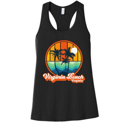 Vintage Virginia Beach Virginia Summer 90s Beach Souvenirs Women's Racerback Tank