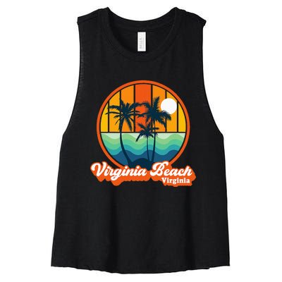 Vintage Virginia Beach Virginia Summer 90s Beach Souvenirs Women's Racerback Cropped Tank