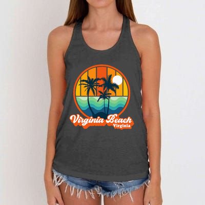 Vintage Virginia Beach Virginia Summer 90s Beach Souvenirs Women's Knotted Racerback Tank