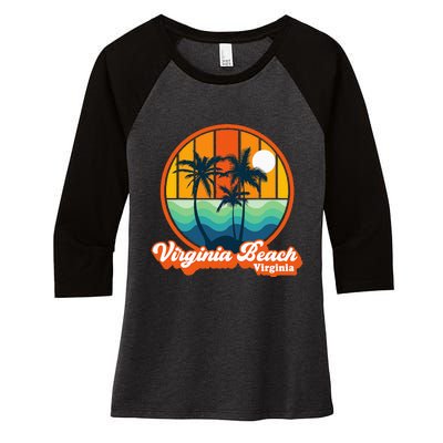 Vintage Virginia Beach Virginia Summer 90s Beach Souvenirs Women's Tri-Blend 3/4-Sleeve Raglan Shirt