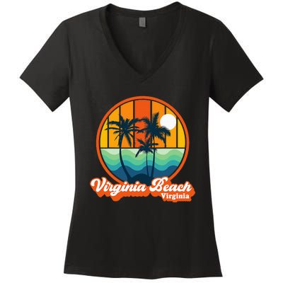 Vintage Virginia Beach Virginia Summer 90s Beach Souvenirs Women's V-Neck T-Shirt