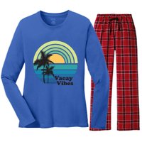 Vacay Vibes Beach Family Vacation Summer Graphic Gift Women's Long Sleeve Flannel Pajama Set 