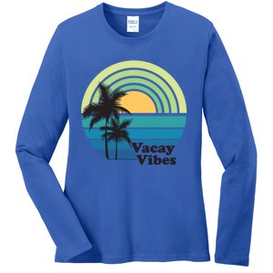 Vacay Vibes Beach Family Vacation Summer Graphic Gift Ladies Long Sleeve Shirt