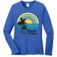 Vacay Vibes Beach Family Vacation Summer Graphic Gift Ladies Long Sleeve Shirt