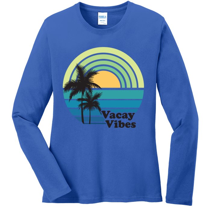 Vacay Vibes Beach Family Vacation Summer Graphic Gift Ladies Long Sleeve Shirt