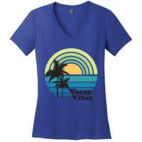 Vacay Vibes Beach Family Vacation Summer Graphic Gift Women's V-Neck T-Shirt