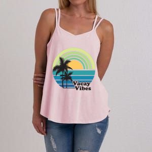 Vacay Vibes Beach Family Vacation Summer Graphic Gift Women's Strappy Tank