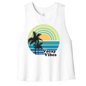 Vacay Vibes Beach Family Vacation Summer Graphic Gift Women's Racerback Cropped Tank