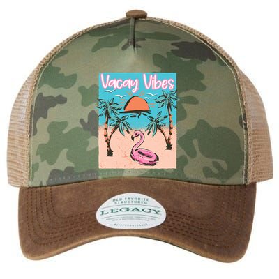 Vacay Vibes Beach Flamingo Summer Vacation Gift Legacy Tie Dye Trucker Hat