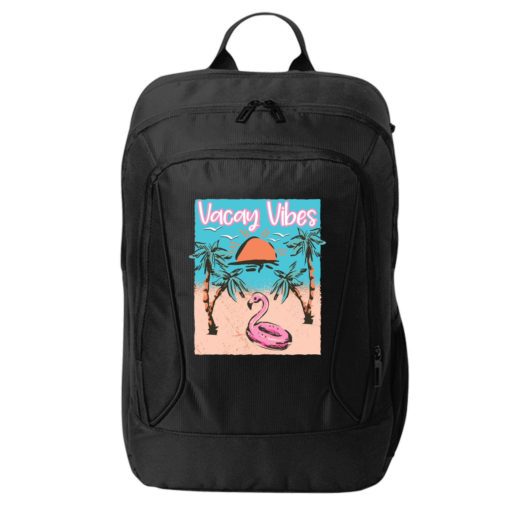 Vacay Vibes Beach Flamingo Summer Vacation Gift City Backpack