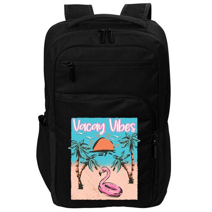 Vacay Vibes Beach Flamingo Summer Vacation Gift Impact Tech Backpack