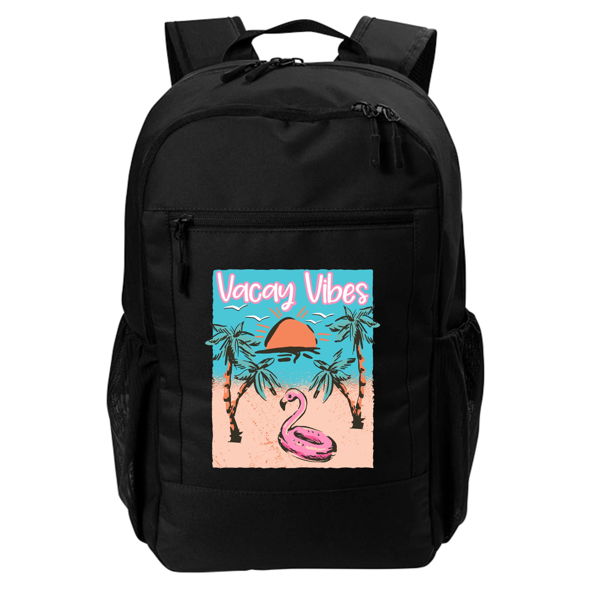Vacay Vibes Beach Flamingo Summer Vacation Gift Backpack