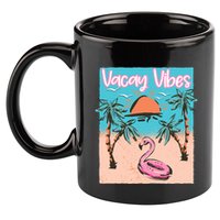Vacay Vibes Beach Flamingo Summer Vacation Gift 11oz C Handle Ceramic Mug