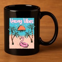Vacay Vibes Beach Flamingo Summer Vacation Gift 11oz C Handle Ceramic Mug