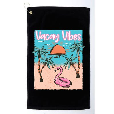 Vacay Vibes Beach Flamingo Summer Vacation Gift Golf Towel