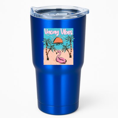 Vacay Vibes Beach Flamingo Summer Vacation Gift Tumbler