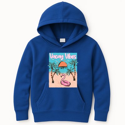 Vacay Vibes Beach Flamingo Summer Vacation Gift Kids Hoodie