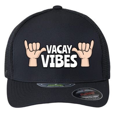 Vacay Vibes Beach Vacation Summer Positive Gift Flexfit Unipanel Trucker Cap