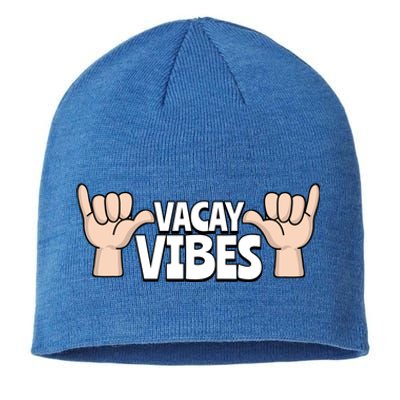 Vacay Vibes Beach Vacation Summer Positive Gift Sustainable Beanie