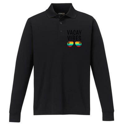 Vacay Vibes Beach Vacation Gift Performance Long Sleeve Polo