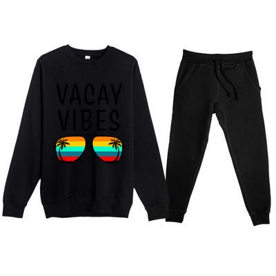 Vacay Vibes Beach Vacation Gift Premium Crewneck Sweatsuit Set