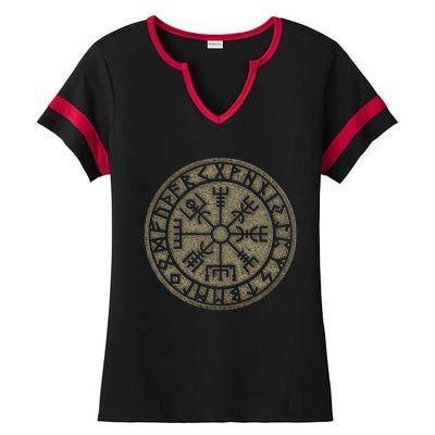 Vegvisir Viking Compass Norse Symbol Protection Nordic Vikings Ladies Halftime Notch Neck Tee