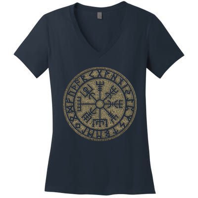 Vegvisir Viking Compass Norse Symbol Protection Nordic Vikings Women's V-Neck T-Shirt