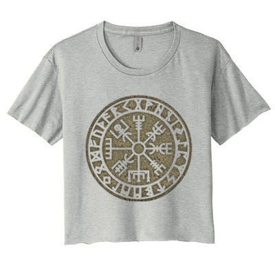 Vegvisir Viking Compass Norse Symbol Protection Nordic Vikings Women's Crop Top Tee