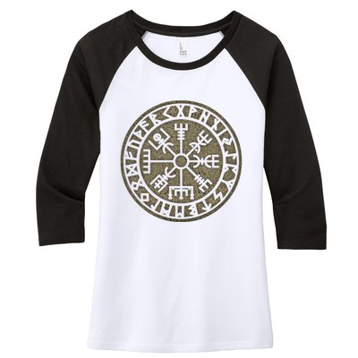 Vegvisir Viking Compass Norse Symbol Protection Nordic Vikings Women's Tri-Blend 3/4-Sleeve Raglan Shirt