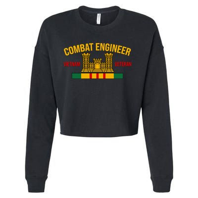 Vietnam Veteran Combat Engineer symbol Cropped Pullover Crew