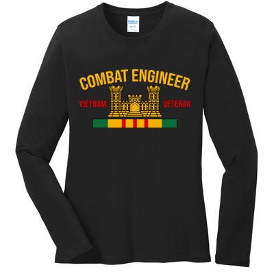 Vietnam Veteran Combat Engineer symbol Ladies Long Sleeve Shirt