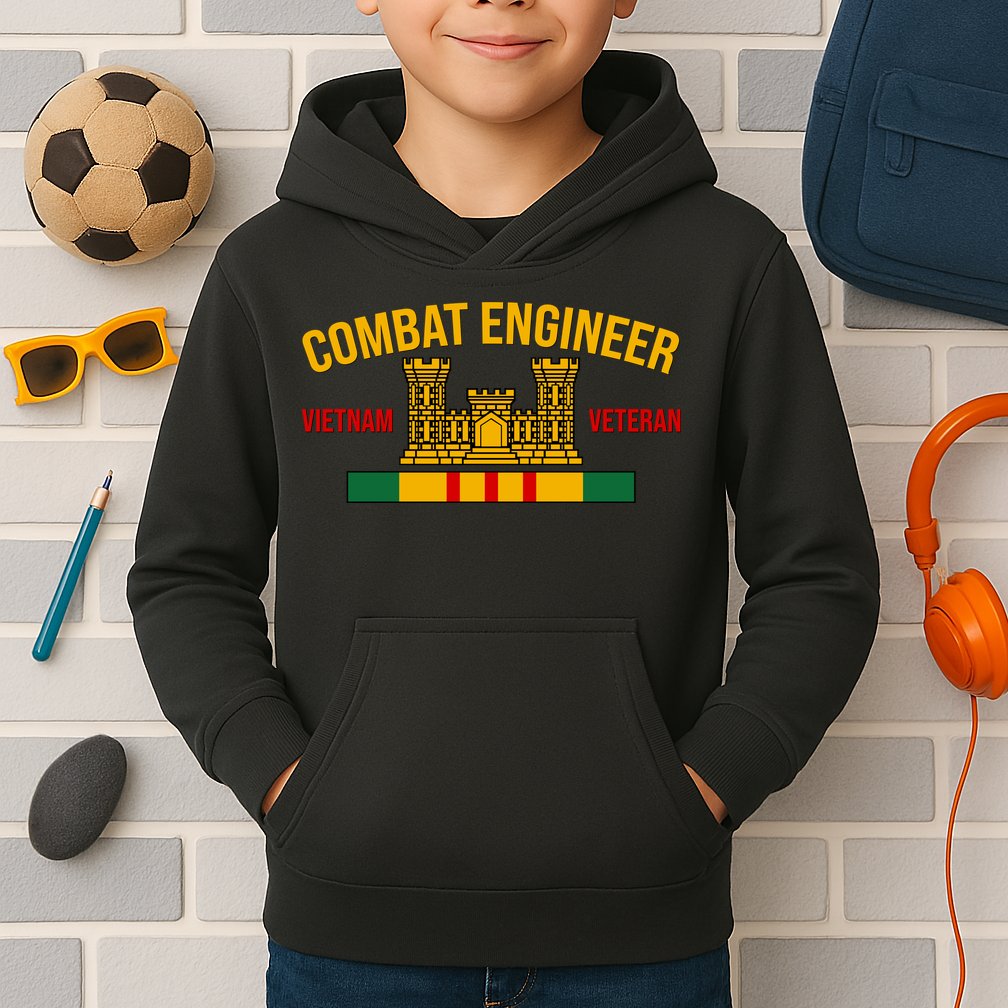 Vietnam Veteran Combat Engineer symbol Kids Hoodie