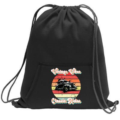 Vintage Vibes Classic Rides Retro Sweatshirt Cinch Pack Bag