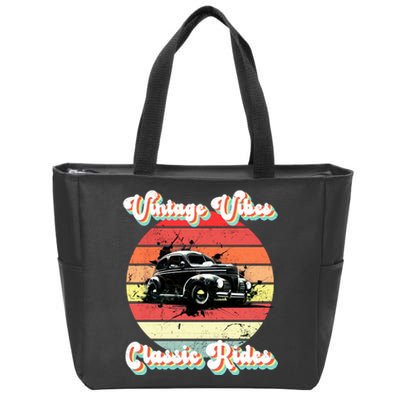 Vintage Vibes Classic Rides Retro Zip Tote Bag