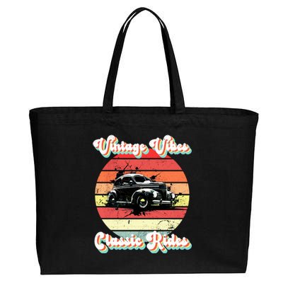 Vintage Vibes Classic Rides Retro Cotton Canvas Jumbo Tote