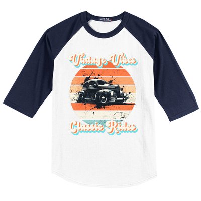 Vintage Vibes Classic Rides Retro Baseball Sleeve Shirt