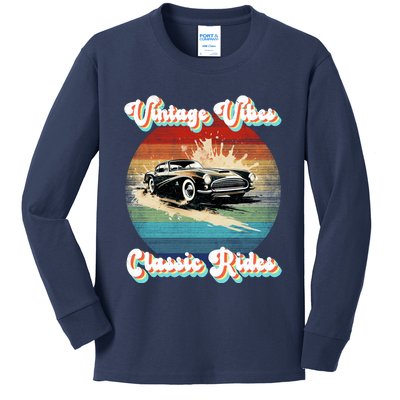 Vintage Vibes Classic Rides Retro Kids Long Sleeve Shirt