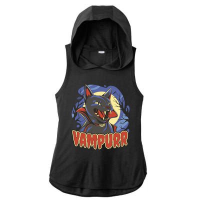 Vampurr Vampire Cat Ladies PosiCharge Tri-Blend Wicking Draft Hoodie Tank