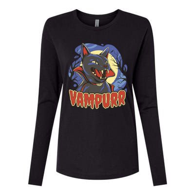 Vampurr Vampire Cat Womens Cotton Relaxed Long Sleeve T-Shirt