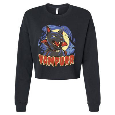 Vampurr Vampire Cat Cropped Pullover Crew