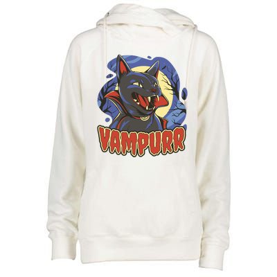 Vampurr Vampire Cat Womens Funnel Neck Pullover Hood